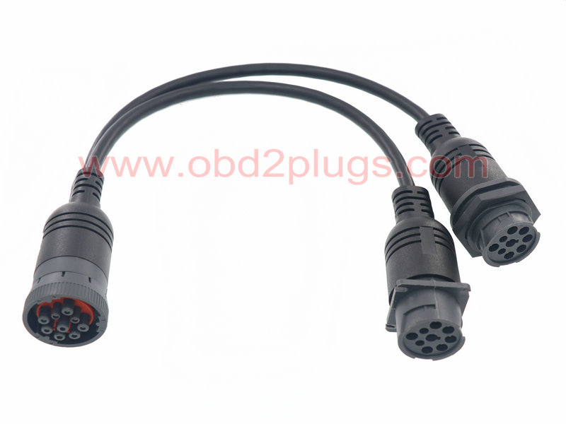J1939-9Pin Type 1 splitter cable with Jamnut and over-moulding,l=1ft